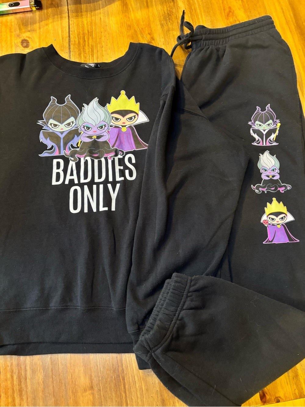 Disney Villains Black Sweatshirt with Red, Blue, White Nail Accent